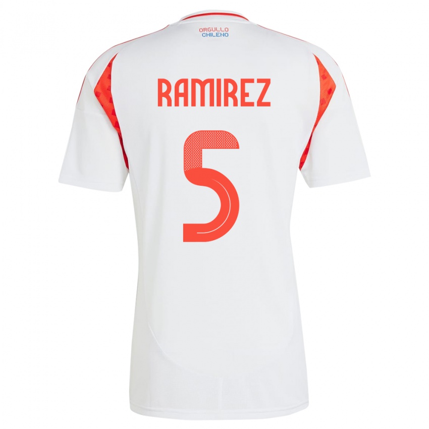 Kinder Chile Fernanda Ramírez #5 Weiß Auswärtstrikot Trikot 24-26 T-Shirt Schweiz