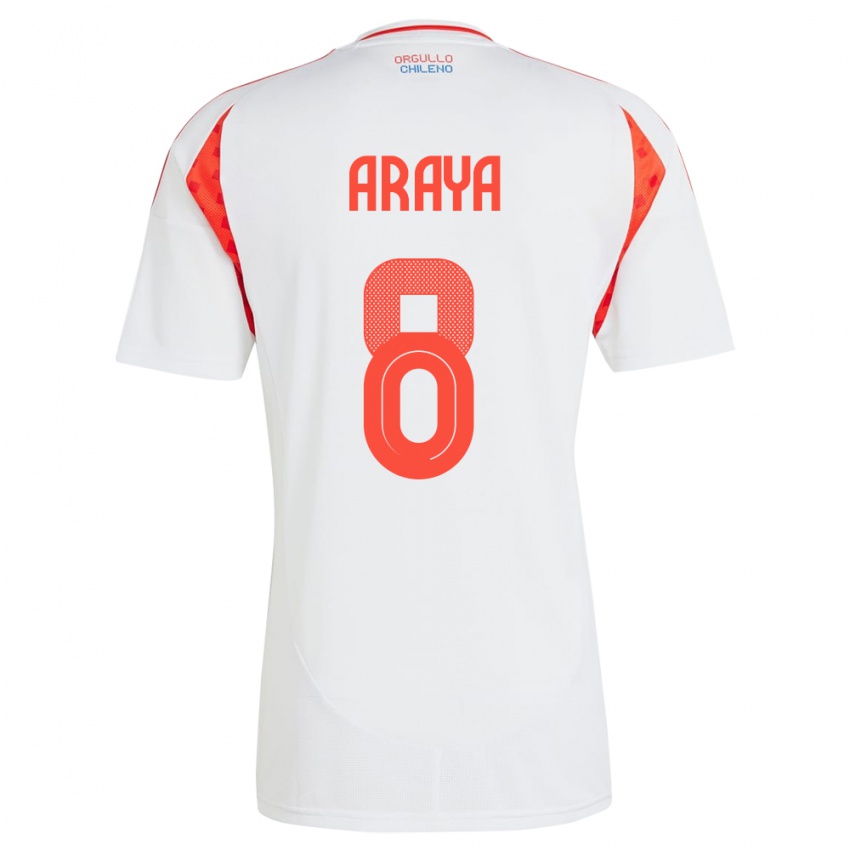 Kinder Chile Karen Araya #8 Weiß Auswärtstrikot Trikot 24-26 T-Shirt Schweiz