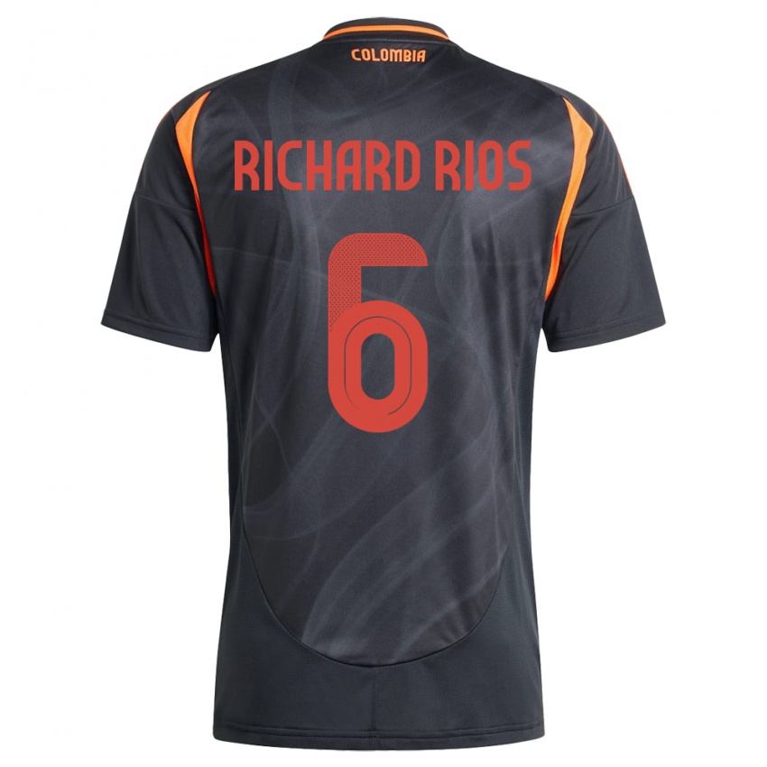 Kinder Kolumbien Richard Ríos #6 Schwarz Auswärtstrikot Trikot 24-26 T-Shirt Schweiz