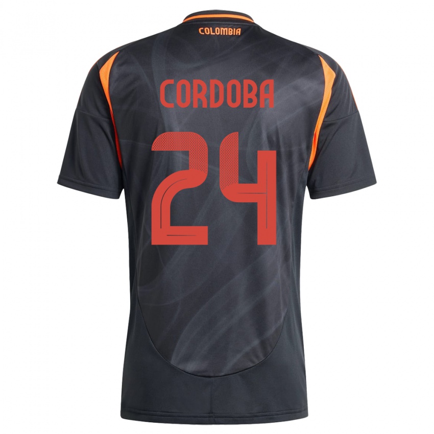 Kinder Kolumbien Jhon Córdoba #24 Schwarz Auswärtstrikot Trikot 24-26 T-Shirt Schweiz