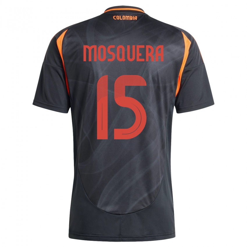 Kinder Kolumbien Yerson Mosquera #15 Schwarz Auswärtstrikot Trikot 24-26 T-Shirt Schweiz