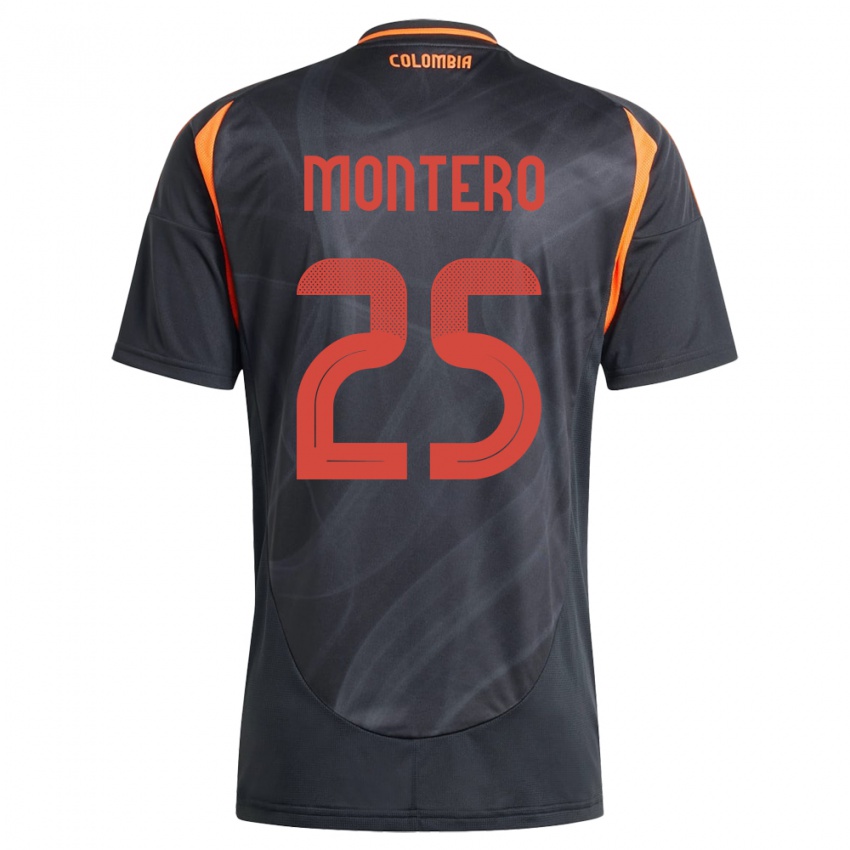 Kinder Kolumbien Álvaro Montero #25 Schwarz Auswärtstrikot Trikot 24-26 T-Shirt Schweiz