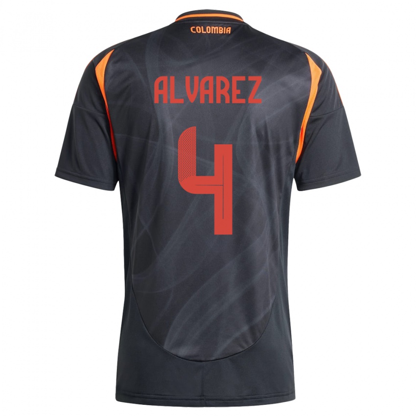 Kinder Kolumbien Fernando Álvarez #4 Schwarz Auswärtstrikot Trikot 24-26 T-Shirt Schweiz