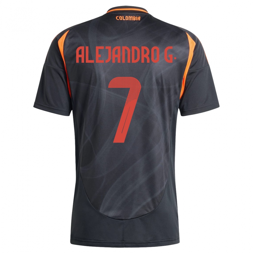 Kinder Kolumbien Alejandro García #7 Schwarz Auswärtstrikot Trikot 24-26 T-Shirt Schweiz