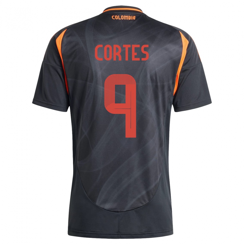 Kinder Kolumbien Carlos Cortés #9 Schwarz Auswärtstrikot Trikot 24-26 T-Shirt Schweiz