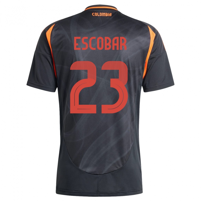 Kinder Kolumbien Josen Escobar #23 Schwarz Auswärtstrikot Trikot 24-26 T-Shirt Schweiz