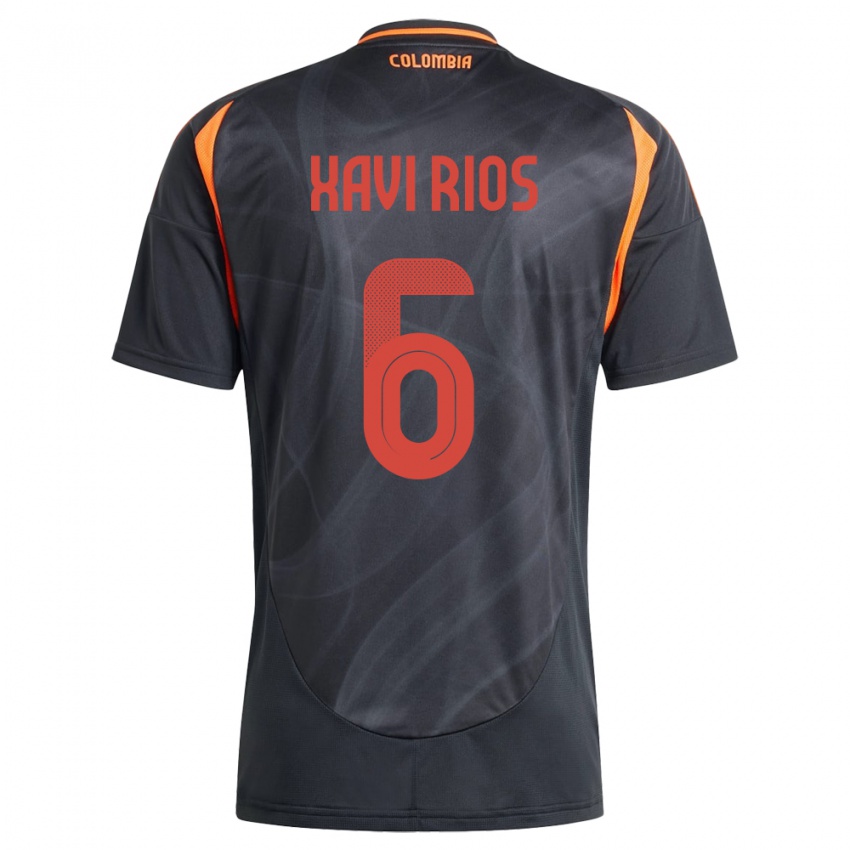 Kinder Kolumbien Xavi Ríos #6 Schwarz Auswärtstrikot Trikot 24-26 T-Shirt Schweiz