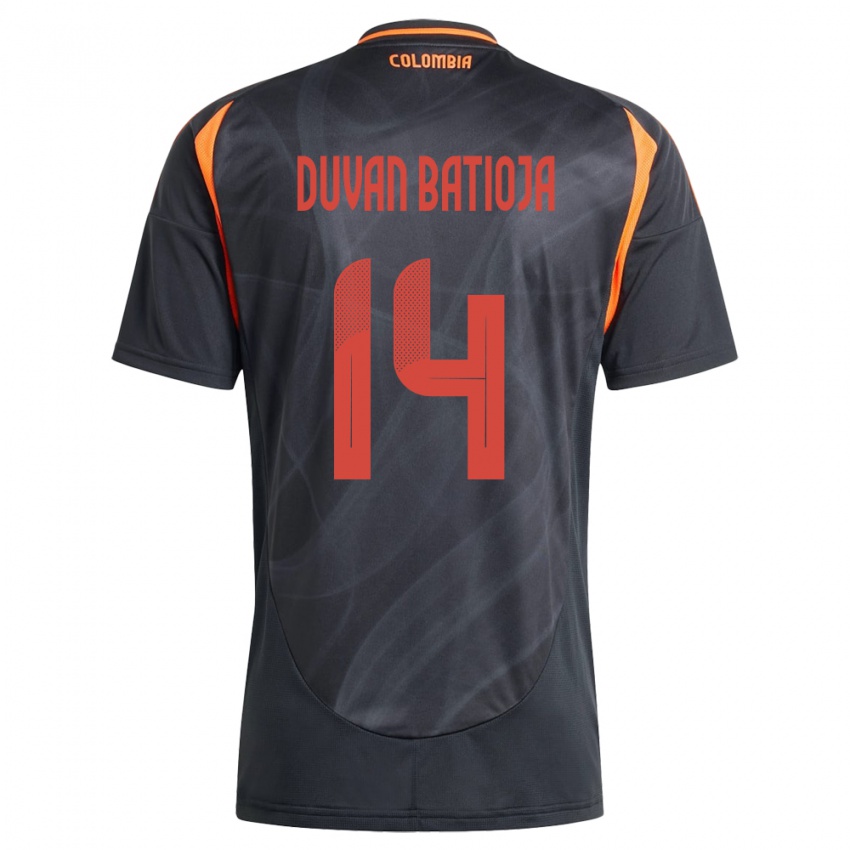 Kinder Kolumbien Andy Duván Batioja #14 Schwarz Auswärtstrikot Trikot 24-26 T-Shirt Schweiz