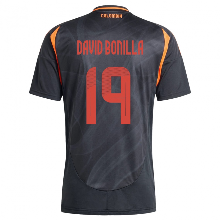 Kinder Kolumbien Juan David Bonilla #19 Schwarz Auswärtstrikot Trikot 24-26 T-Shirt Schweiz