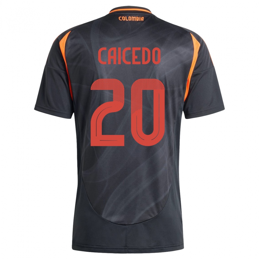 Kinder Kolumbien Brayan Caicedo #20 Schwarz Auswärtstrikot Trikot 24-26 T-Shirt Schweiz