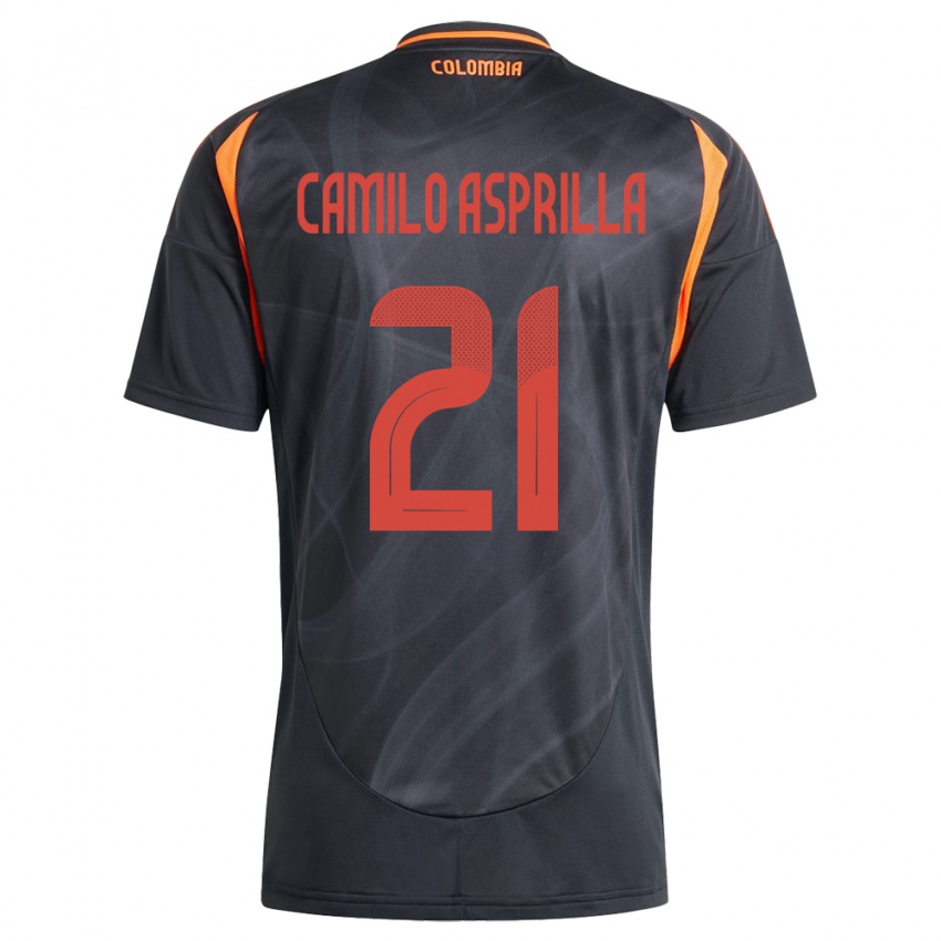 Kinder Kolumbien Juan Camilo Asprilla #21 Schwarz Auswärtstrikot Trikot 24-26 T-Shirt Schweiz