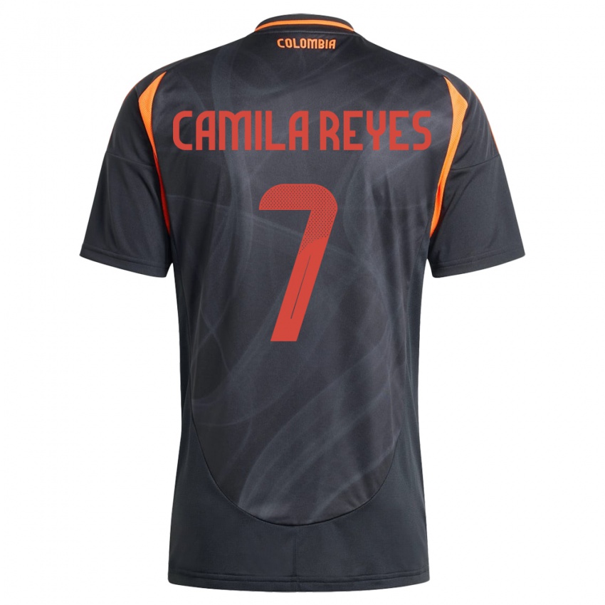 Kinder Kolumbien María Camila Reyes #7 Schwarz Auswärtstrikot Trikot 24-26 T-Shirt Schweiz