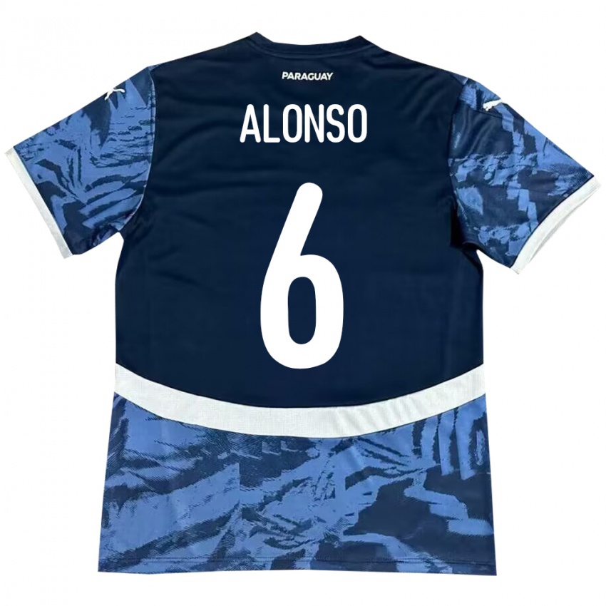 Kinder Paraguay Júnior Alonso #6 Blau Auswärtstrikot Trikot 24-26 T-Shirt Schweiz