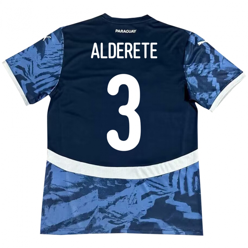 Kinder Paraguay Omar Alderete #3 Blau Auswärtstrikot Trikot 24-26 T-Shirt Schweiz