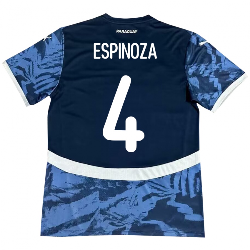 Kinder Paraguay Matías Espinoza #4 Blau Auswärtstrikot Trikot 24-26 T-Shirt Schweiz