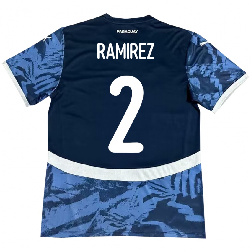 Kinder Paraguay Iván Ramírez #2 Blau Auswärtstrikot Trikot 24-26 T-Shirt Schweiz