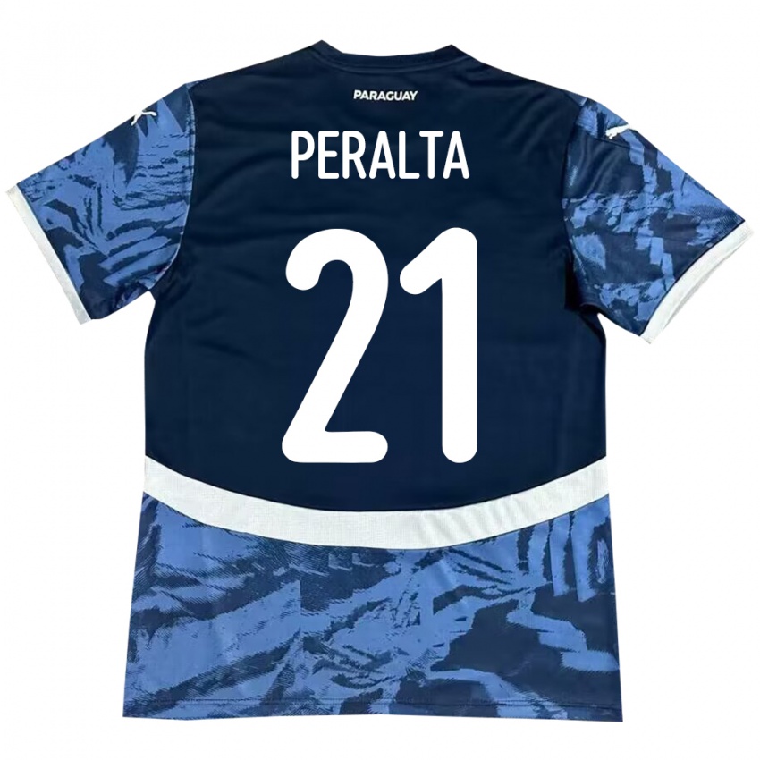 Kinder Paraguay Fabrizio Peralta #21 Blau Auswärtstrikot Trikot 24-26 T-Shirt Schweiz