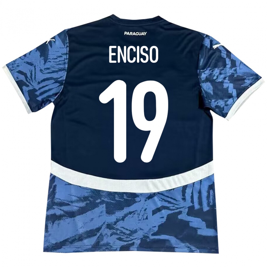 Kinder Paraguay Julio Enciso #19 Blau Auswärtstrikot Trikot 24-26 T-Shirt Schweiz