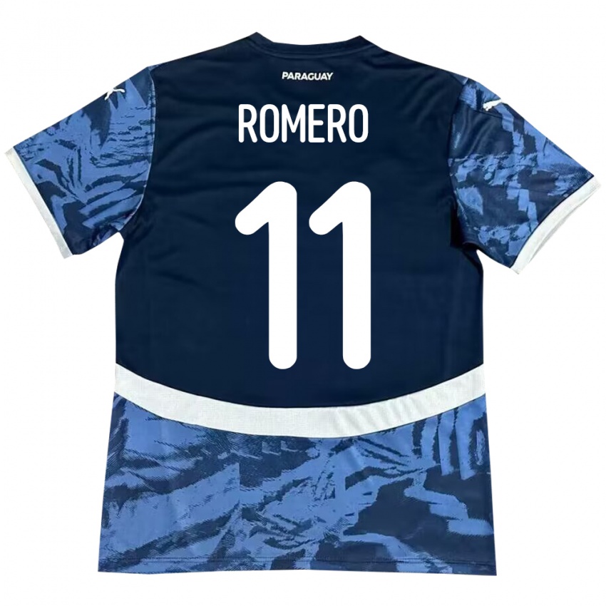 Kinder Paraguay Ángel Romero #11 Blau Auswärtstrikot Trikot 24-26 T-Shirt Schweiz