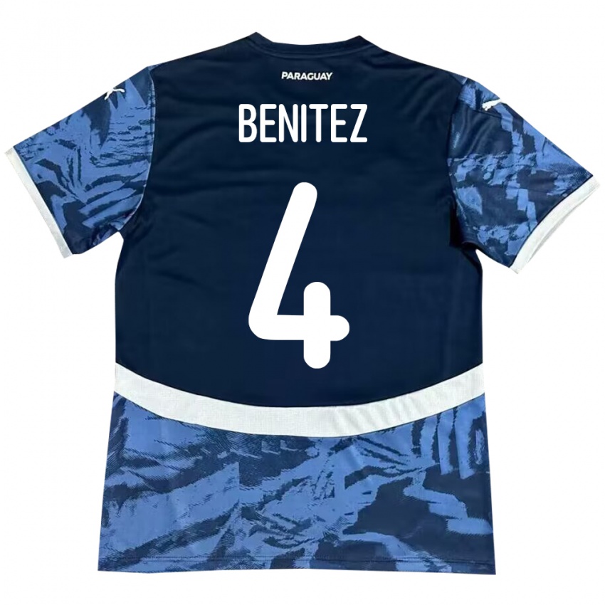 Kinder Paraguay Gastón Benítez #4 Blau Auswärtstrikot Trikot 24-26 T-Shirt Schweiz