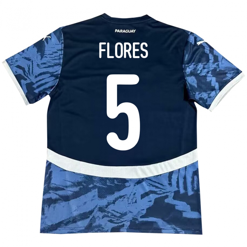 Kinder Paraguay Gilberto Flores #5 Blau Auswärtstrikot Trikot 24-26 T-Shirt Schweiz