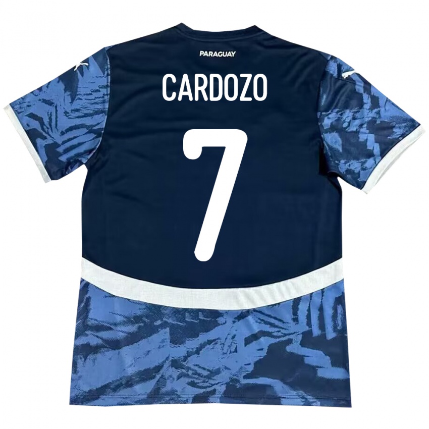 Kinder Paraguay Fernando Cardozo #7 Blau Auswärtstrikot Trikot 24-26 T-Shirt Schweiz