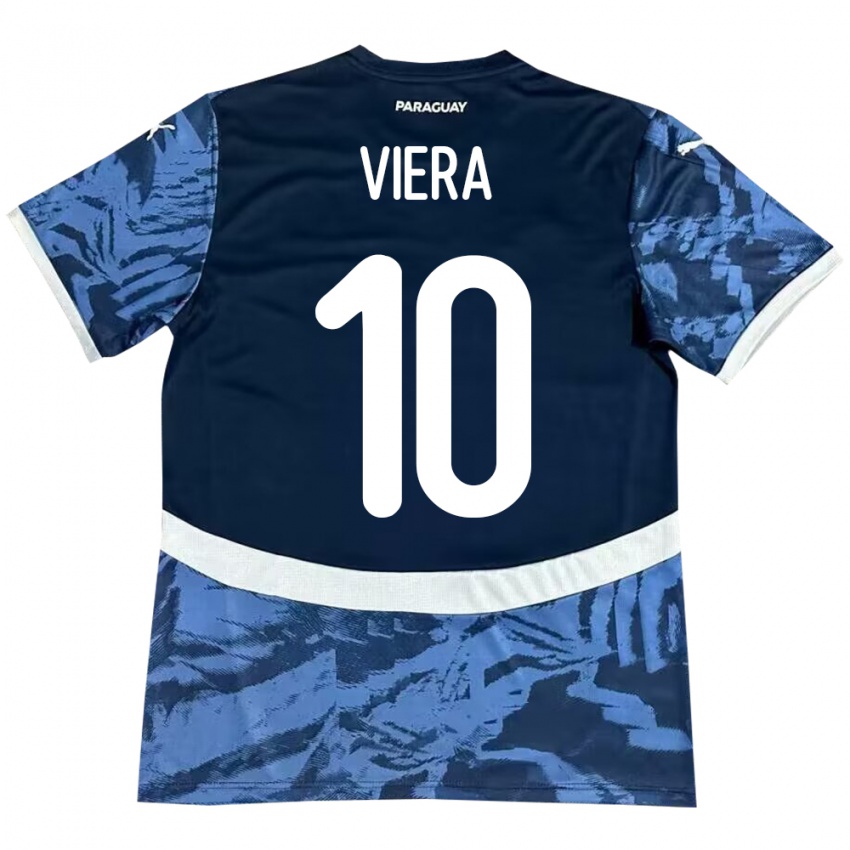 Kinder Paraguay Wílder Viera #10 Blau Auswärtstrikot Trikot 24-26 T-Shirt Schweiz