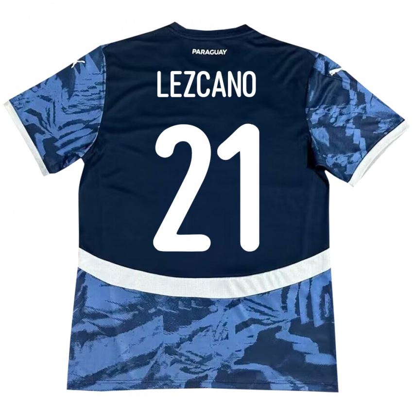 Kinder Paraguay Rubén Lezcano #21 Blau Auswärtstrikot Trikot 24-26 T-Shirt Schweiz