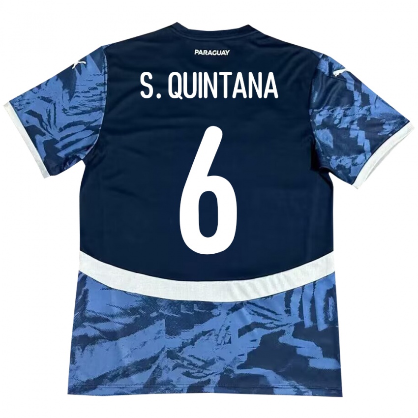 Kinder Paraguay Sebastián Quintana #6 Blau Auswärtstrikot Trikot 24-26 T-Shirt Schweiz