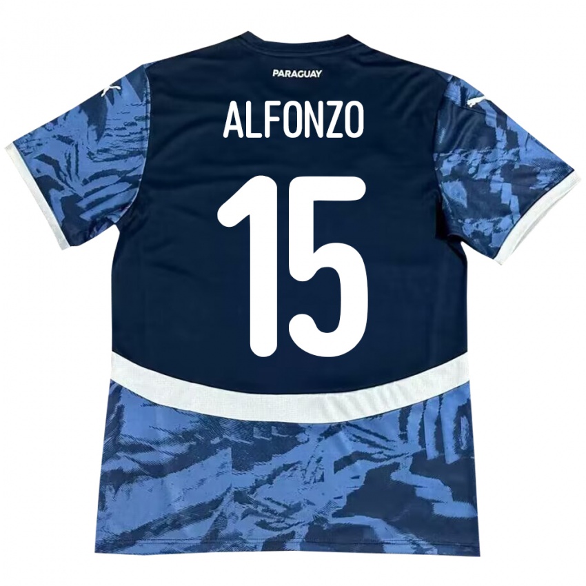 Kinder Paraguay Axel Alfonzo #15 Blau Auswärtstrikot Trikot 24-26 T-Shirt Schweiz