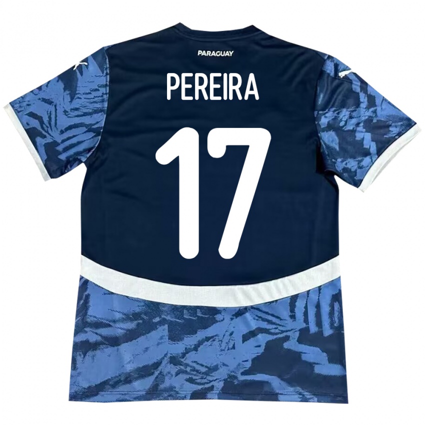 Kinder Paraguay Kevin Pereira #17 Blau Auswärtstrikot Trikot 24-26 T-Shirt Schweiz