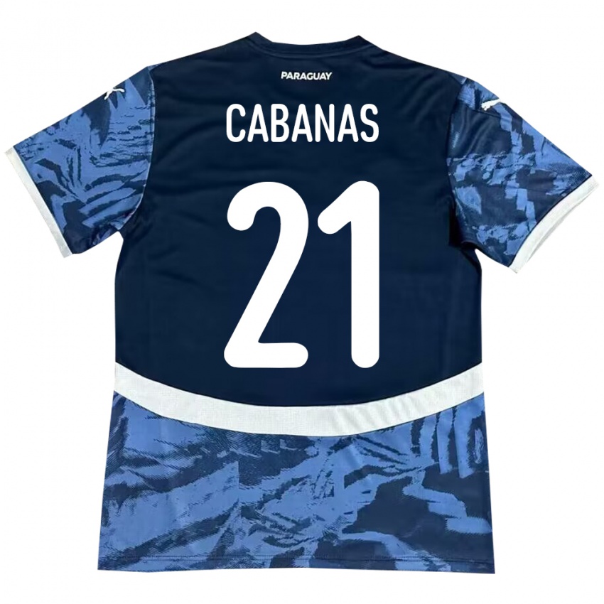 Kinder Paraguay Víctor Cabañas #21 Blau Auswärtstrikot Trikot 24-26 T-Shirt Schweiz