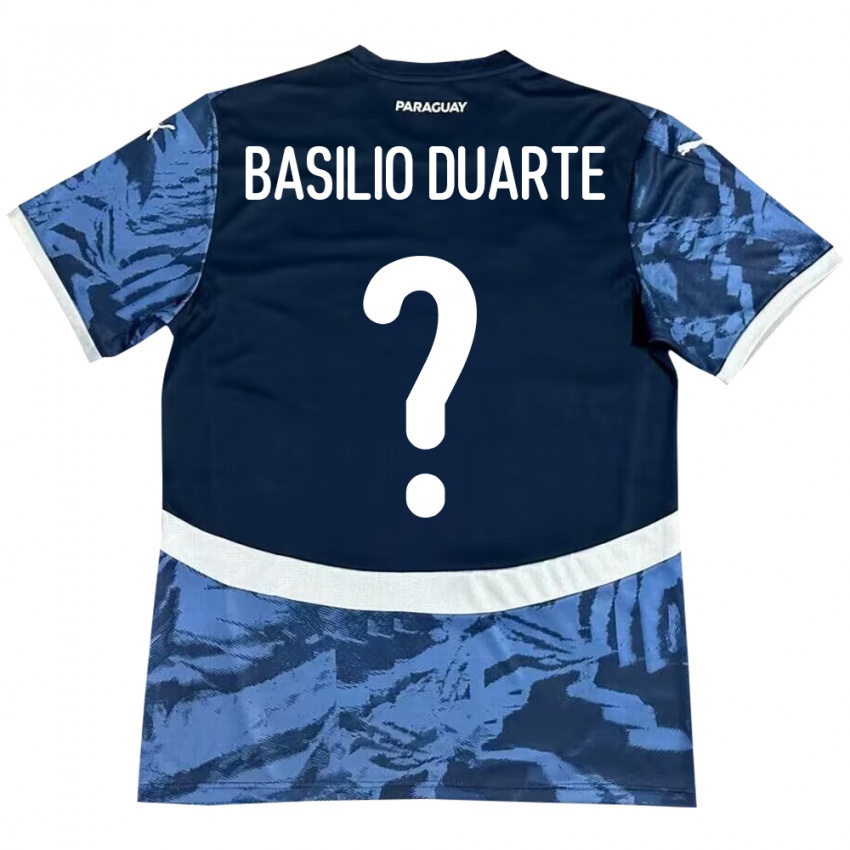 Kinder Paraguay Basilio Duarte #0 Blau Auswärtstrikot Trikot 24-26 T-Shirt Schweiz