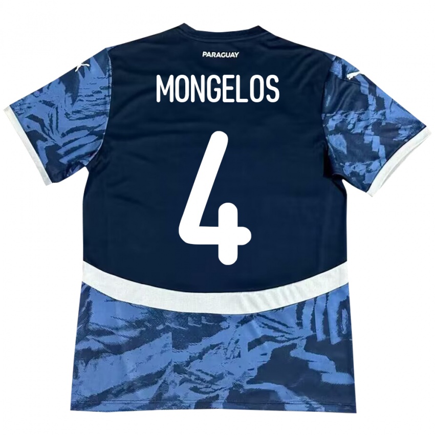 Kinder Paraguay Rolando Mongelós #4 Blau Auswärtstrikot Trikot 24-26 T-Shirt Schweiz