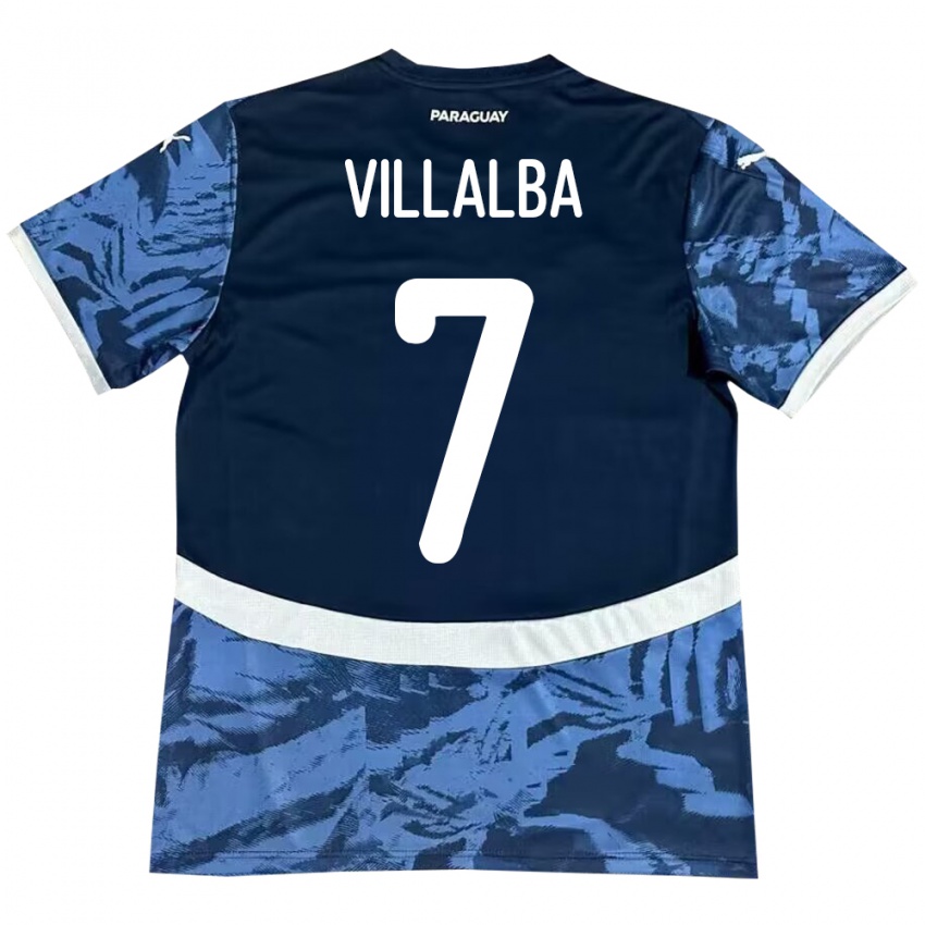 Kinder Paraguay Rodrigo Villalba #7 Blau Auswärtstrikot Trikot 24-26 T-Shirt Schweiz