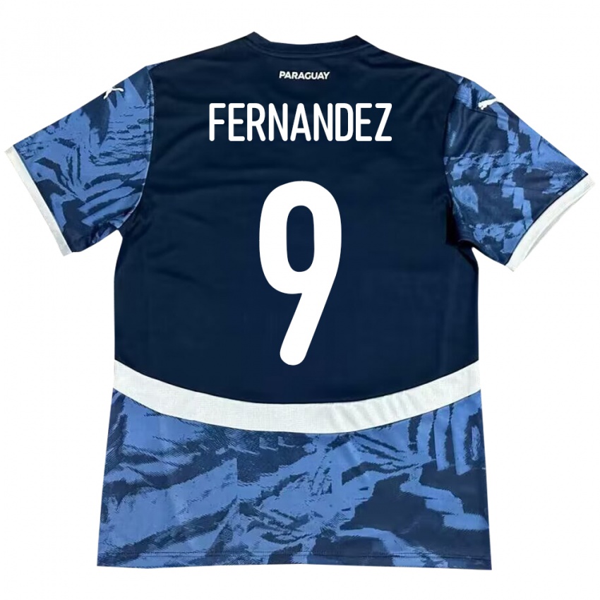 Kinder Paraguay David Fernández #9 Blau Auswärtstrikot Trikot 24-26 T-Shirt Schweiz