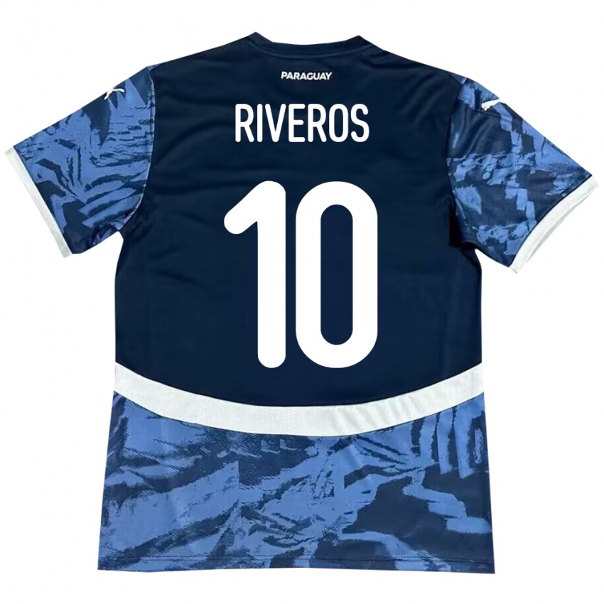 Kinder Paraguay Paulo Riveros #10 Blau Auswärtstrikot Trikot 24-26 T-Shirt Schweiz