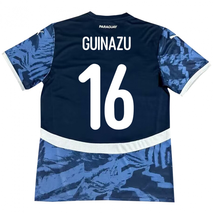 Kinder Paraguay Lucas Guiñazú #16 Blau Auswärtstrikot Trikot 24-26 T-Shirt Schweiz