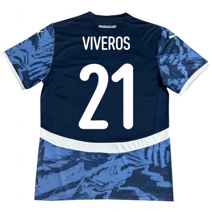 Kinder Paraguay Fernando Viveros #21 Blau Auswärtstrikot Trikot 24-26 T-Shirt Schweiz