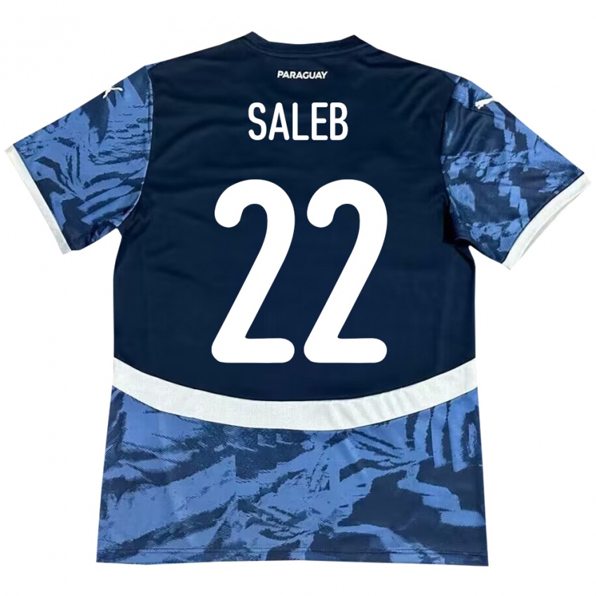 Kinder Paraguay Gloria Saleb #22 Blau Auswärtstrikot Trikot 24-26 T-Shirt Schweiz