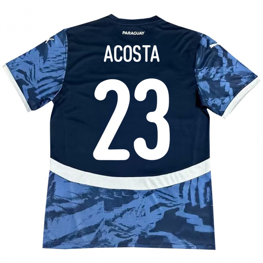 Kinder Paraguay Fátima Acosta #23 Blau Auswärtstrikot Trikot 24-26 T-Shirt Schweiz