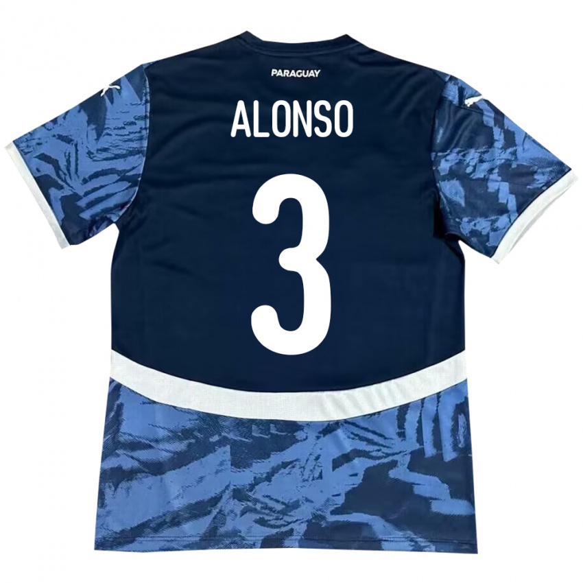 Kinder Paraguay Lorena Alonso #3 Blau Auswärtstrikot Trikot 24-26 T-Shirt Schweiz