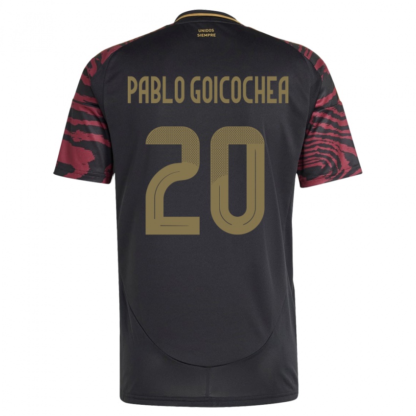 Kinder Peru Juan Pablo Goicochea #20 Schwarz Auswärtstrikot Trikot 24-26 T-Shirt Schweiz