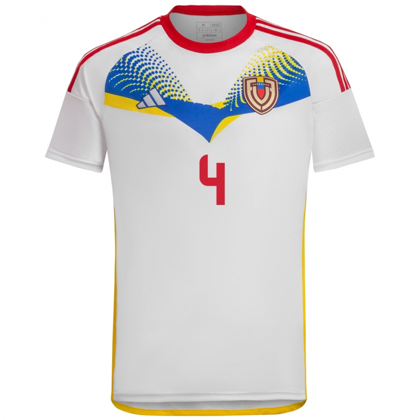 Kinder Venezuela María Peraza #4 Weiß Auswärtstrikot Trikot 24-26 T-Shirt Schweiz