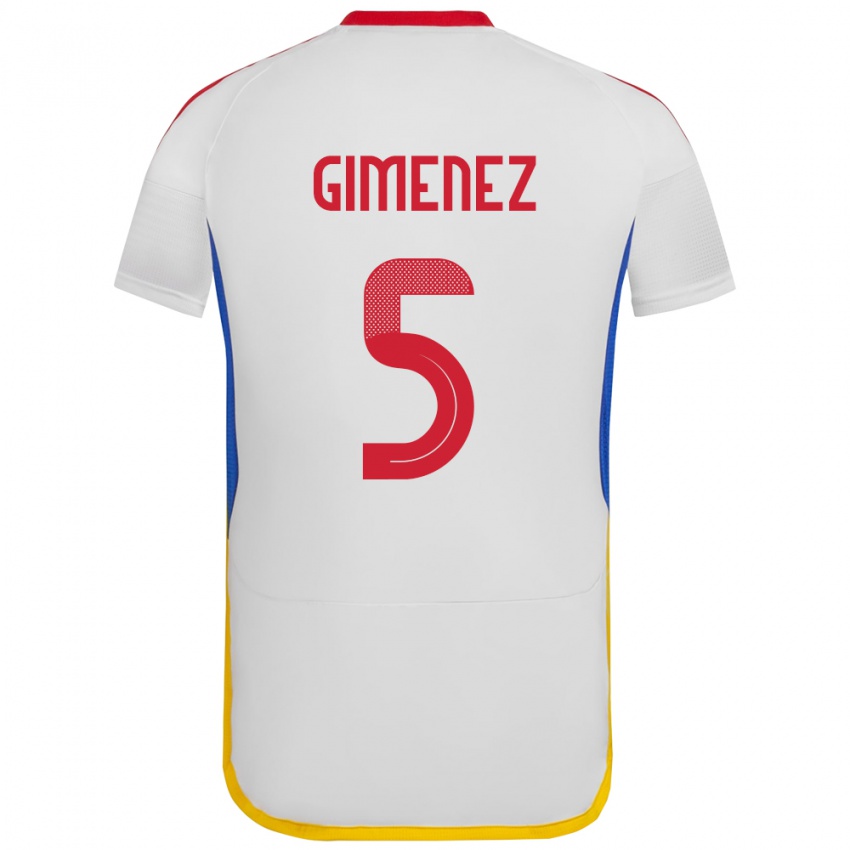 Kinder Venezuela Yenifer Giménez #5 Weiß Auswärtstrikot Trikot 24-26 T-Shirt Schweiz