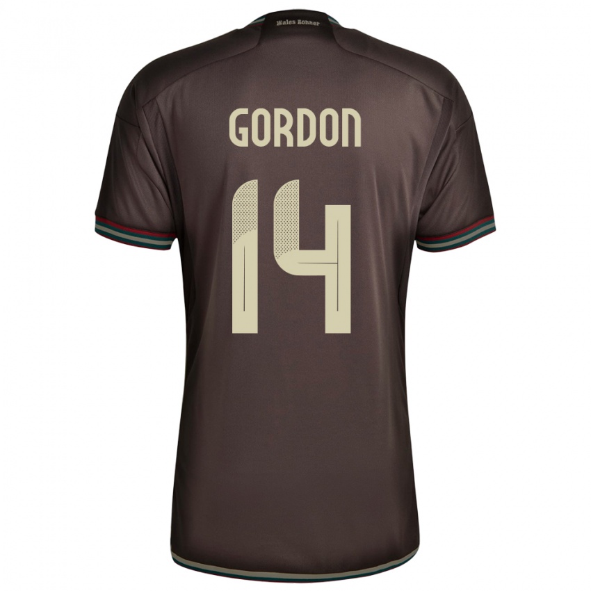 Kinder Jamaika Ashton Gordon #14 Nachtbraun Auswärtstrikot Trikot 24-26 T-Shirt Schweiz