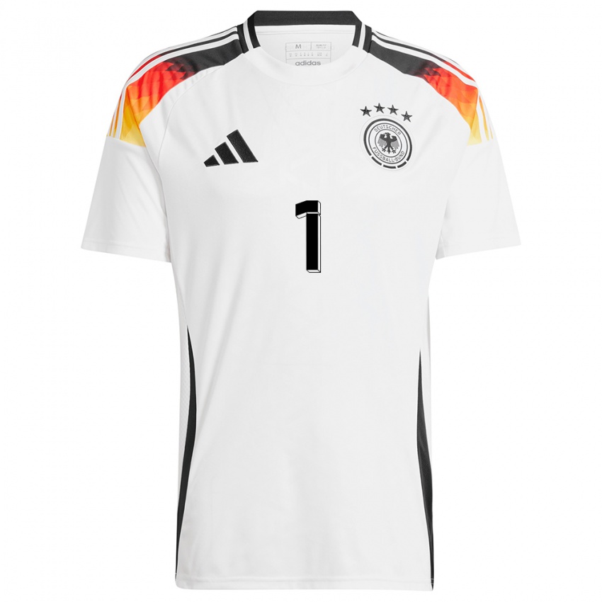 Homme Maillot Allemagne Manuel Neuer #1 Blanc Tenues Domicile 24-26 T-Shirt Suisse