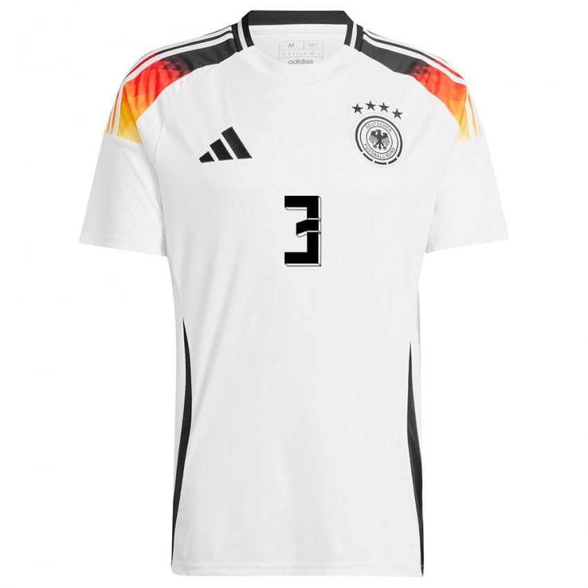 Homme Maillot Allemagne Kathrin Hendrich #3 Blanc Tenues Domicile 24-26 T-Shirt Suisse