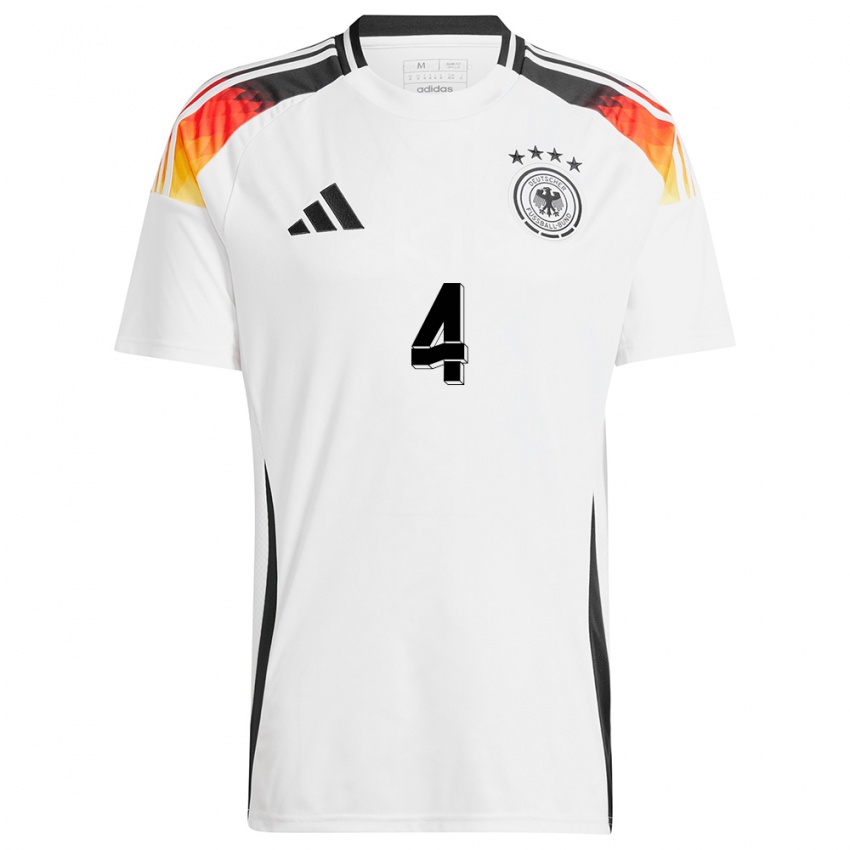 Homme Maillot Allemagne Leandro Morgalla #4 Blanc Tenues Domicile 24-26 T-Shirt Suisse