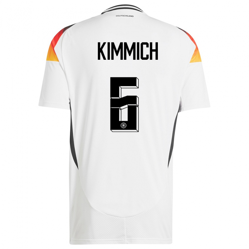 Homme Maillot Allemagne Joshua Kimmich #6 Blanc Tenues Domicile 24-26 T-Shirt Suisse